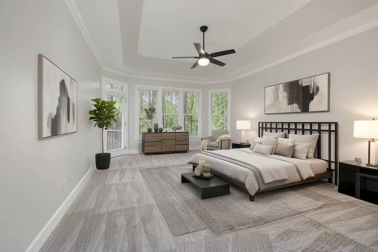 Bedroom staged in a Modern style